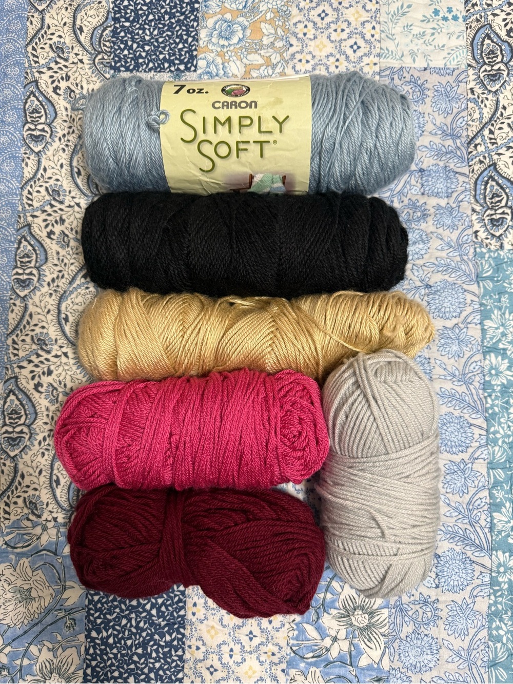 Caron Simply Soft Light Blue Acrylic Yarn Skein Bundle Assorted Yarn